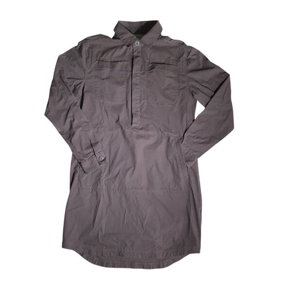 Title Nine Gray Shirtdress Sz M 4 POCKETS Utility Gorpcore Midi Lagenlook baggy - Picture 1 of 12